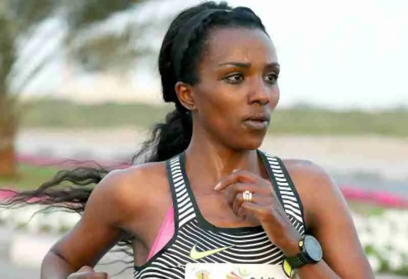 Tirunesh Dibaba of Ethiopia in action