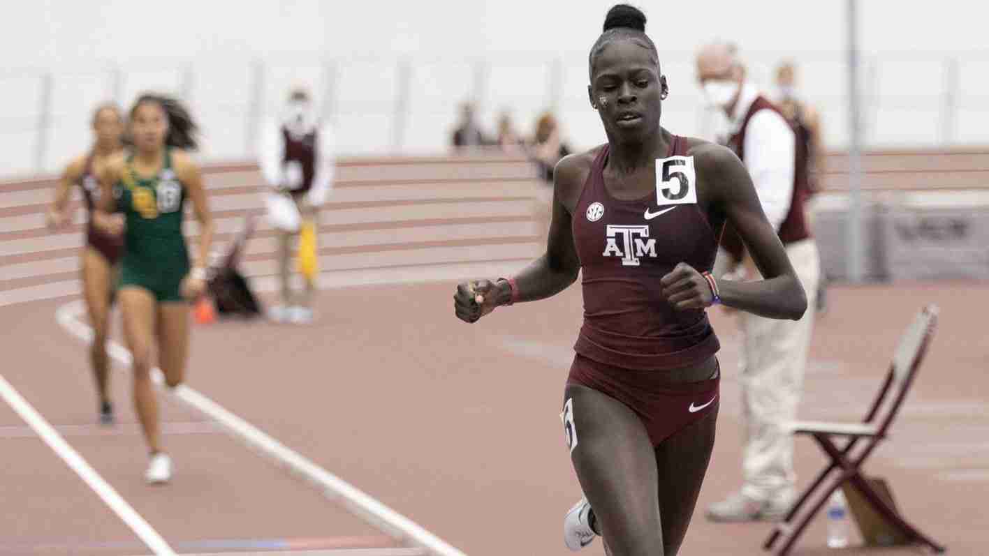 Athing Mu of USA and Texas A&M 400m indoor record