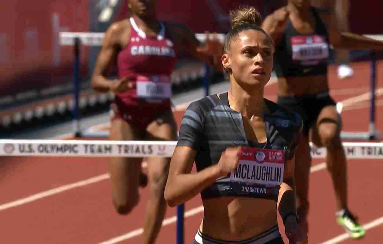Sydney McLaughlin wins her 400m hurdles heat in the 2021 USA Olympic trials