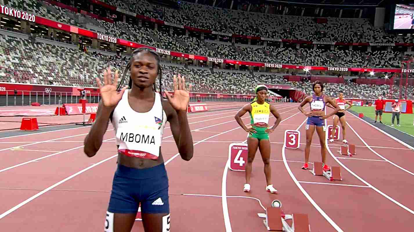 Christine Mboma ahead of the Tokyo 2020 women's 200m Final