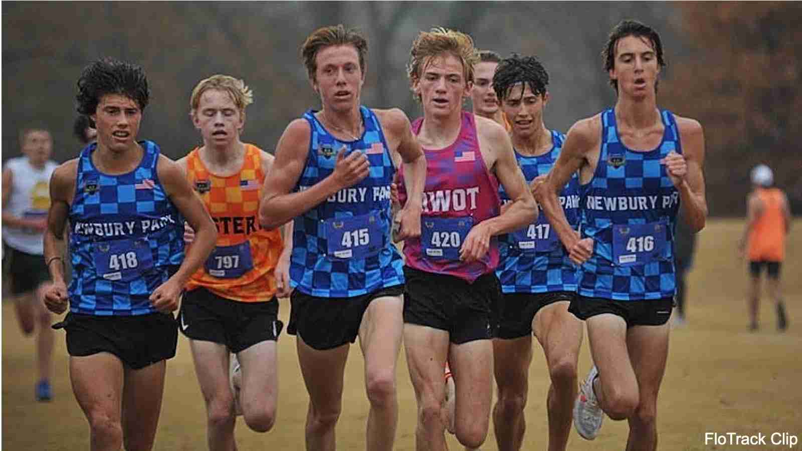 Watch Newbury Park lead 4 runners breaking high school 5k national