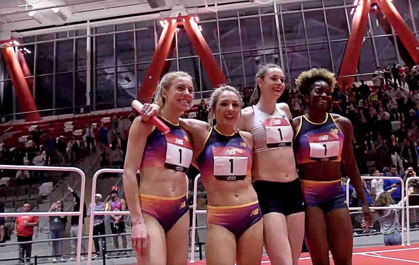 What were the splits for the women’s DMR world record team in Boston?