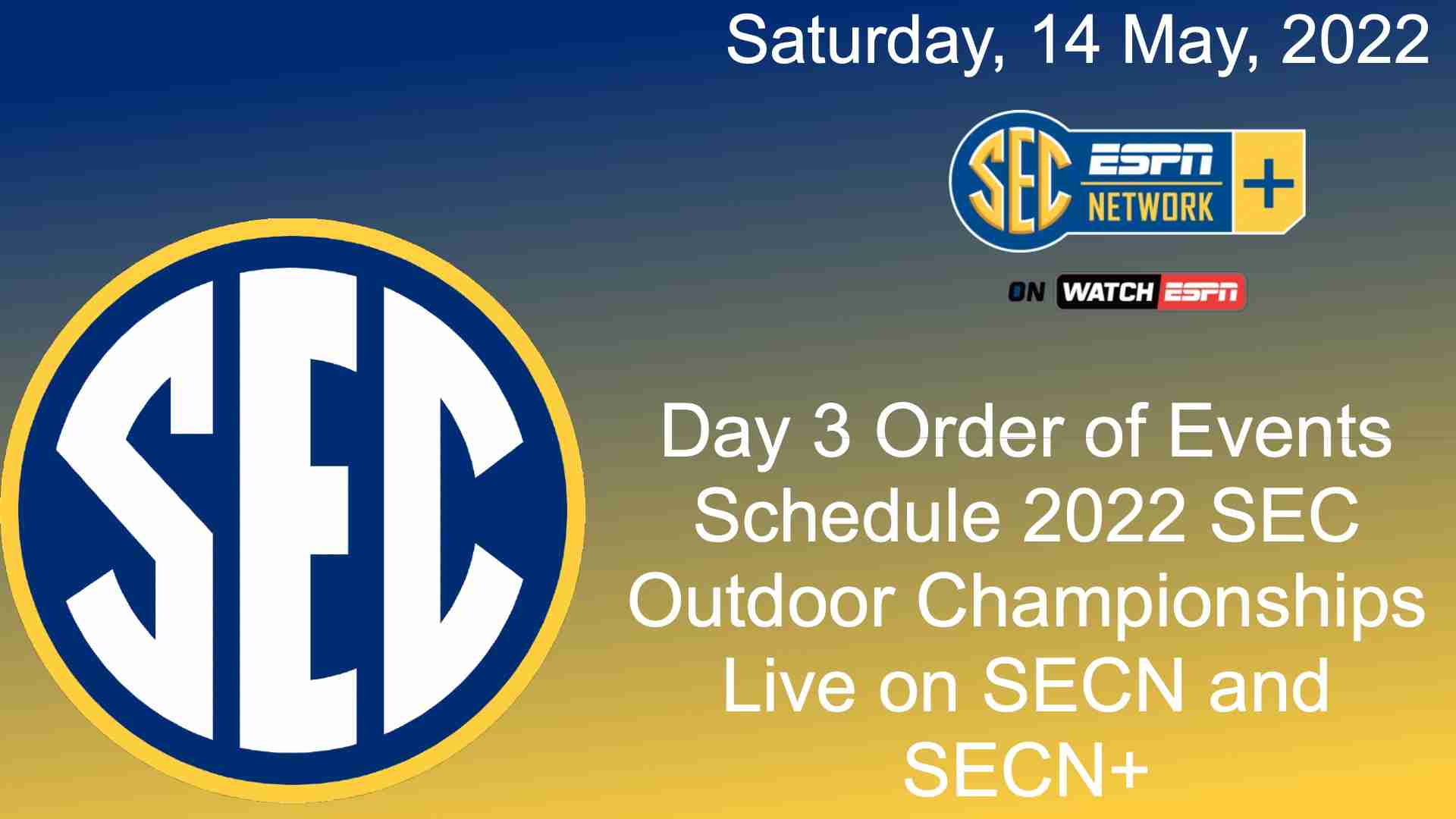 SEC Outdoor Championships 2022 Day 3 order of event schedule World