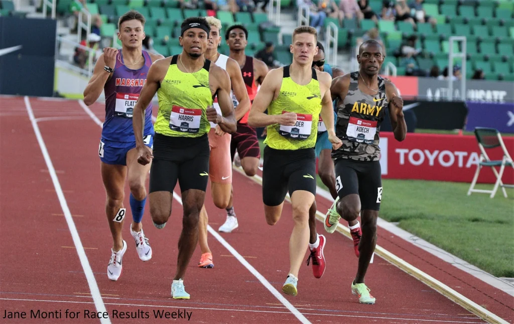 Brannon Kidder and Isaiah Harris in the 800m at the 2022 USATF Outdoor Championships