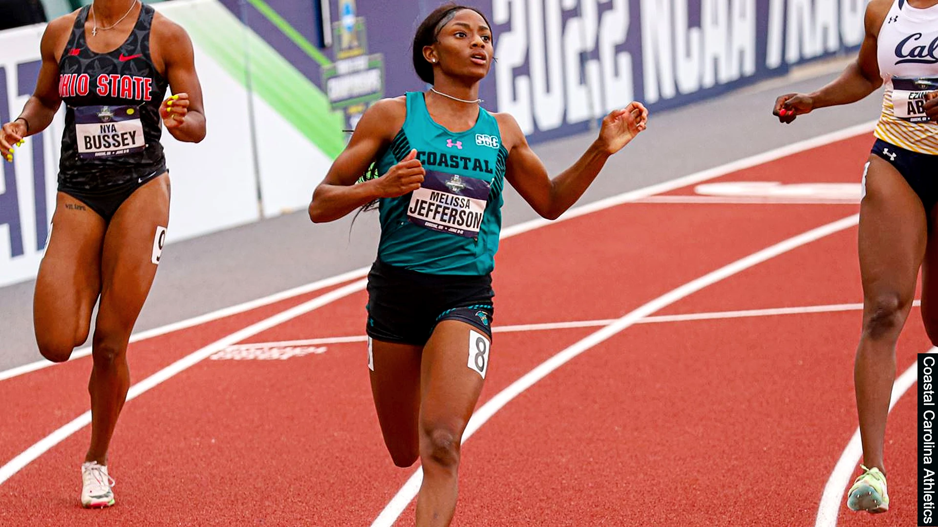 Melissa Jefferson takes down Olympic champion Elaine Thompson-Herah in Tom Jones Memorial Invitational 200m