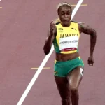 Elaine Thompson-Herah in the women's 100m at the Tokyo Olympics