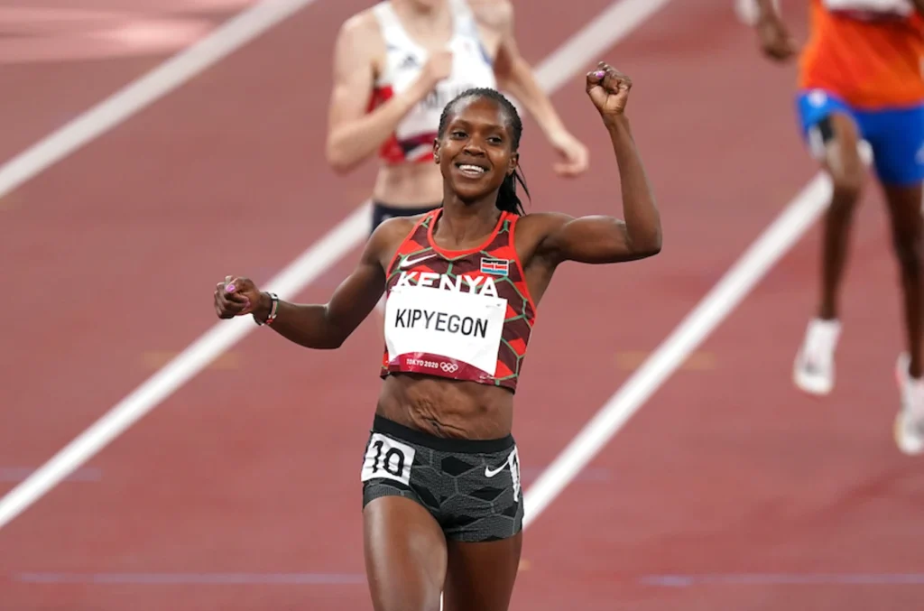 Faith Kipyegon of Kenya wins the 1500m at the Tokyo Olympics