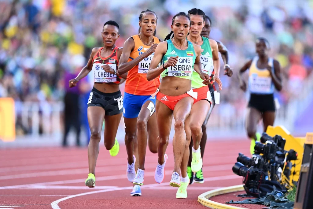 Gudaf Tsegay of Team Ethiopia competes in the Women's 5000m Final at the World Athletics Championships 2022