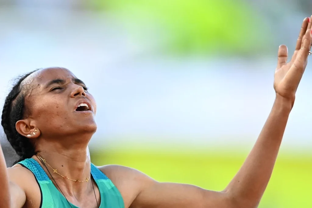 Gudaf Tsegay of Team Ethiopia wins the women's 5000m final at the World Athletics Championships 2022