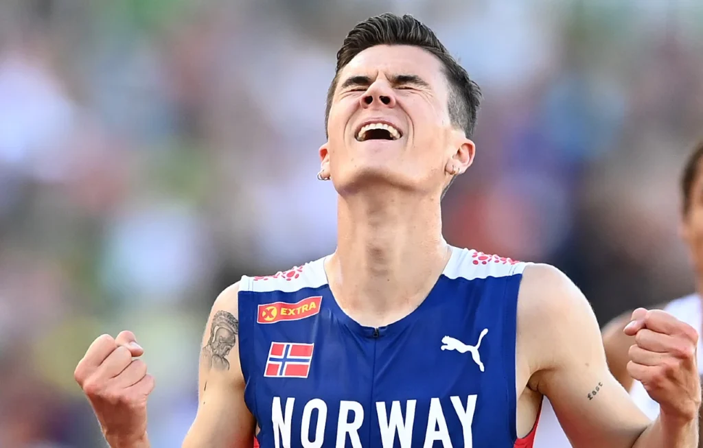 Jakob Ingebrigtsen of Norway after winning gold in the 5000m Final at Oregon22