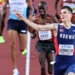 Jakob Ingebrigtsen of Norway wins the gold in the Men's 5000m Final at the World Athletics Championships 2022