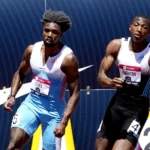 Noah Lyles and Erriyon Knighton in the men's 200m at the World Athletics Championships 2022