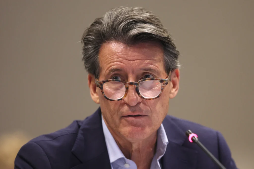 President of World Athletics Sebastian Coe speaks during the World Athletics Council Meeting