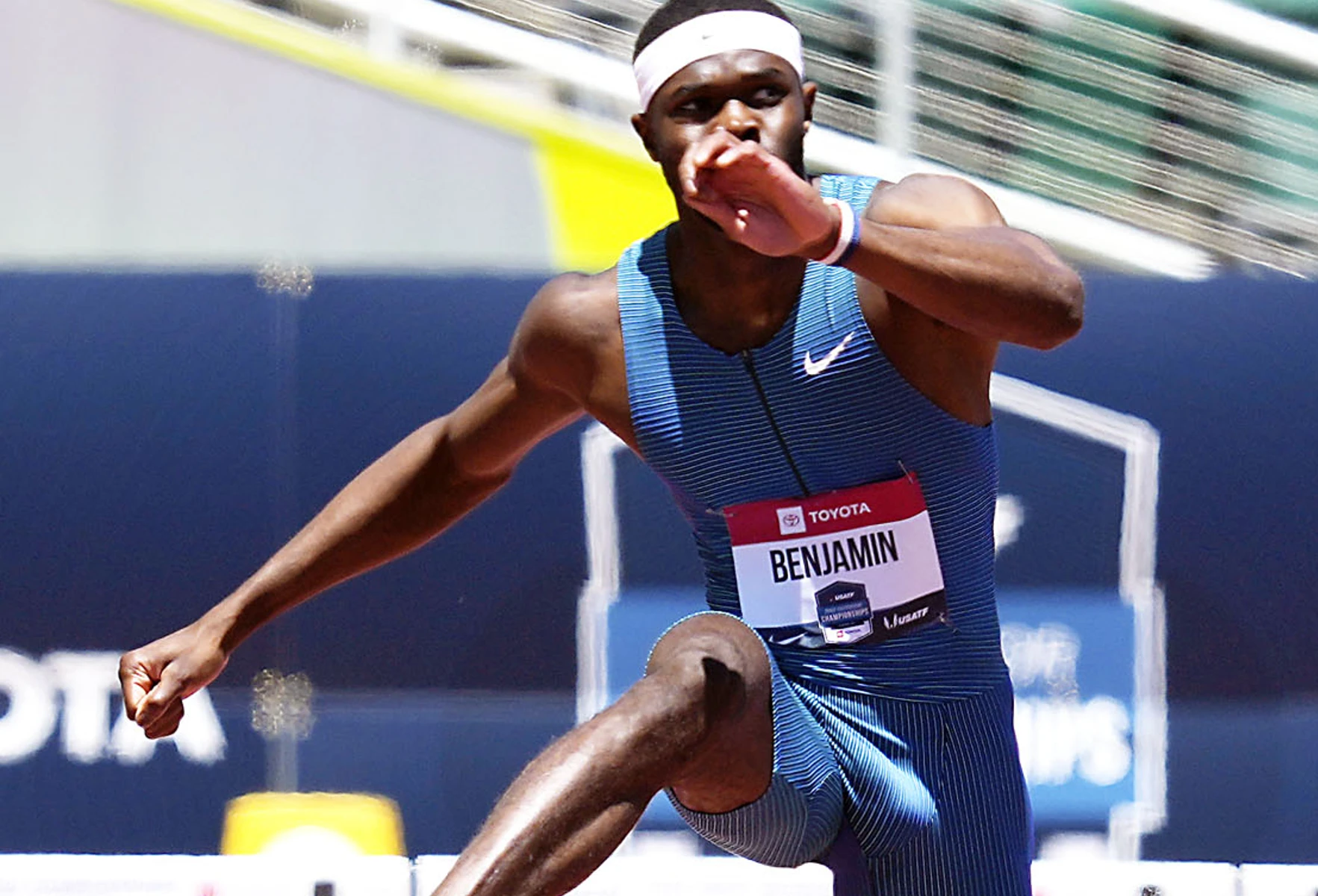 Rai Benjamin at the USATF Outdoor Championships 2022