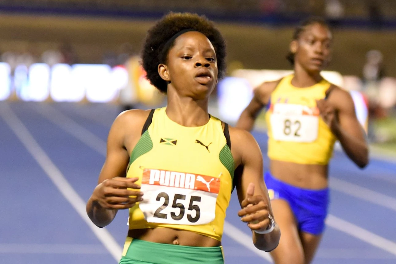 Tina Clayton of Jamaica in the women's 100m