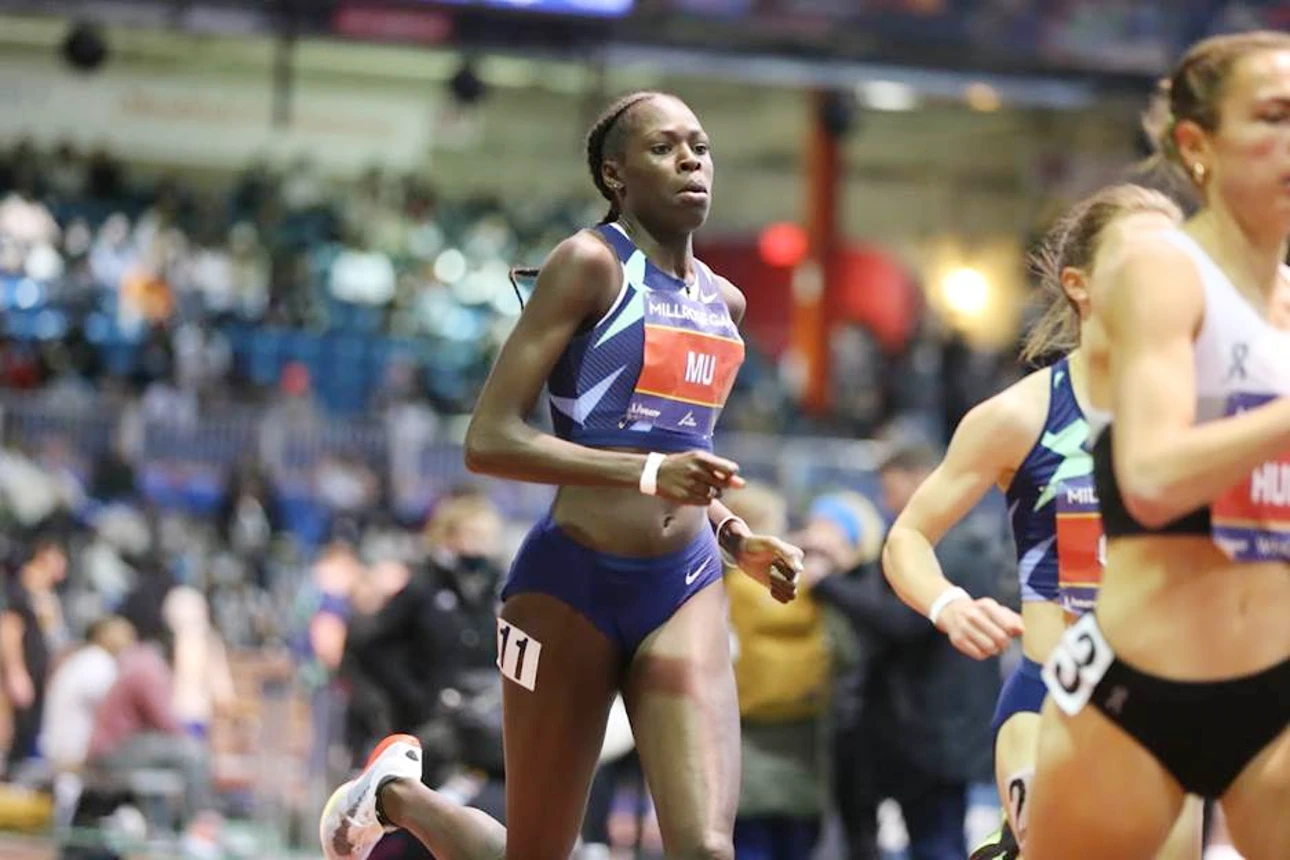 Athing Mu in the women's 800m during Millrose Games