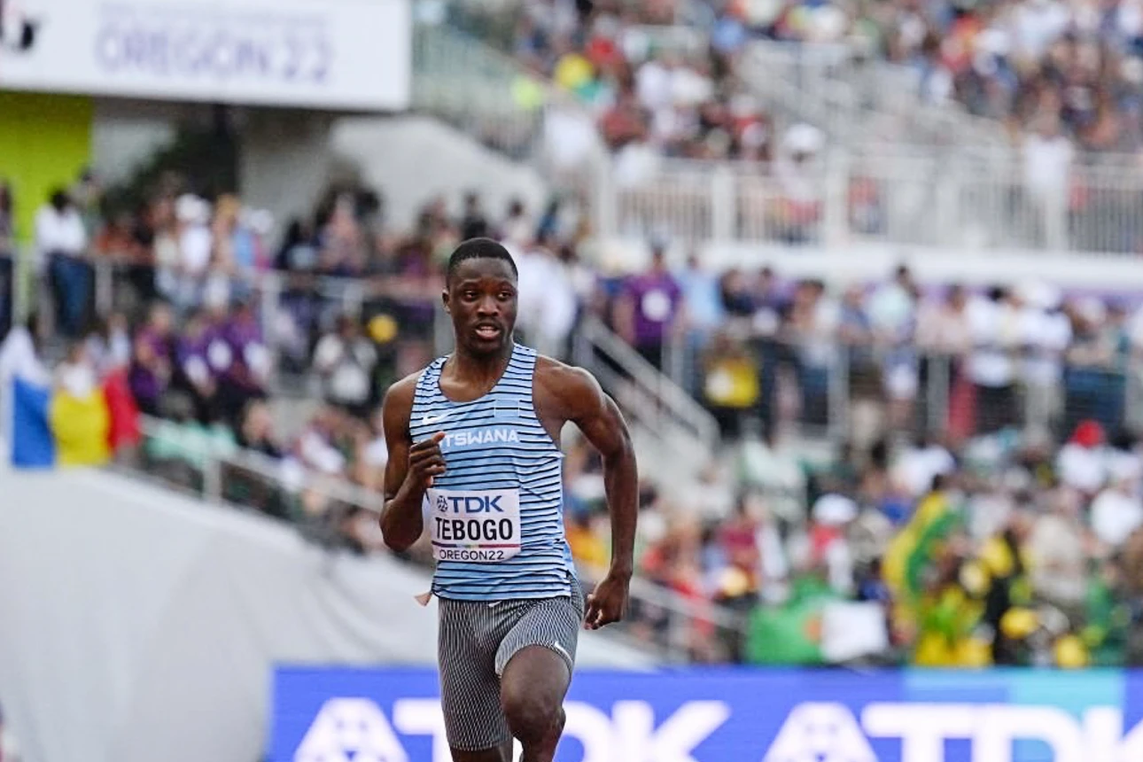 Botswana's Letsile Tebogo in the 100m at the World Athletics Championships 2022 in Oregon