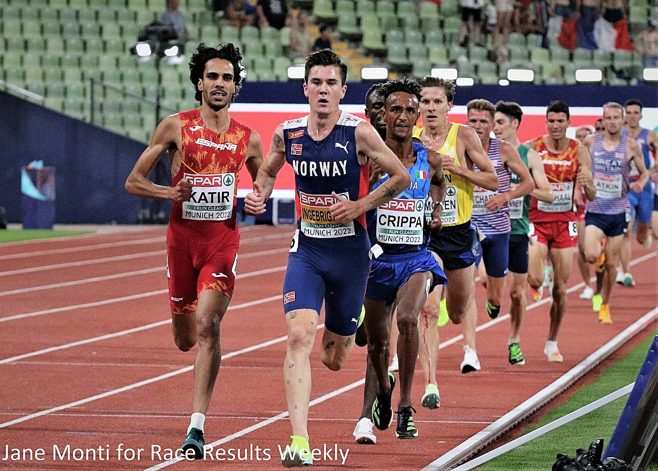 Mohamed Katir, Jakob Ingebrigtsen and Yemaneberhan Crippa in the 5000m