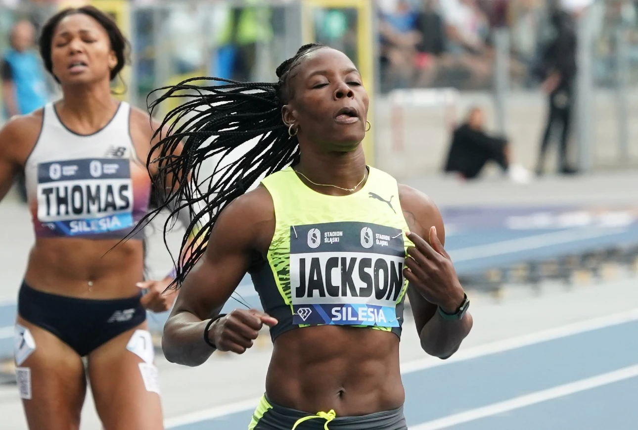 Shericka Jackson runs 21.84 at the Diamond League meeting in Silesia