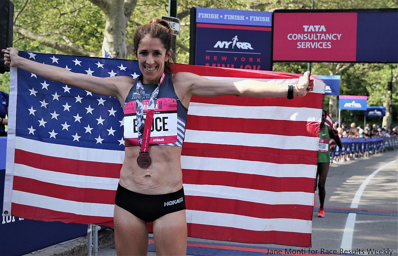 Steph Bruce after finishing second at the 2019 USATF 10-K Championships