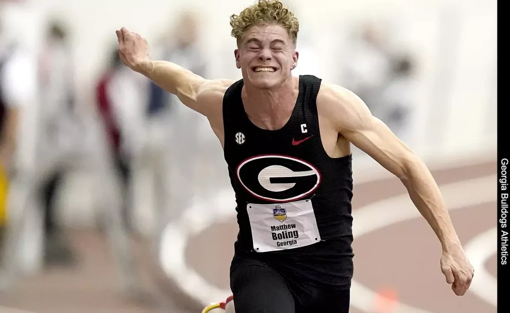 Matthew Boling of Georgia in action during an indoor race