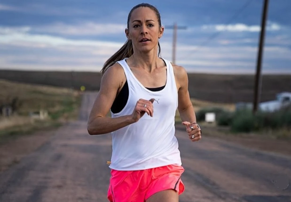 Jenny Simpson on a training run last October in Colorado