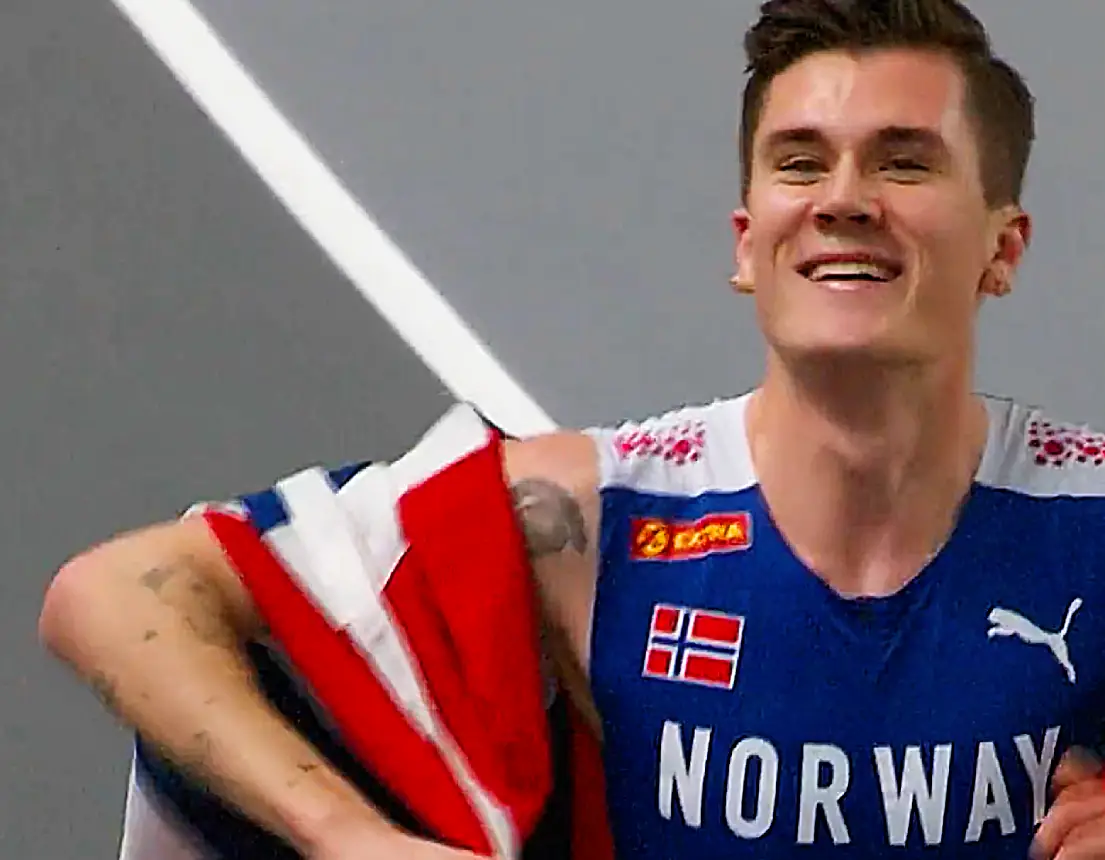 Jakob Ingebrigtsen of Norway wins the 1500m European Indoor 1500m gold medal