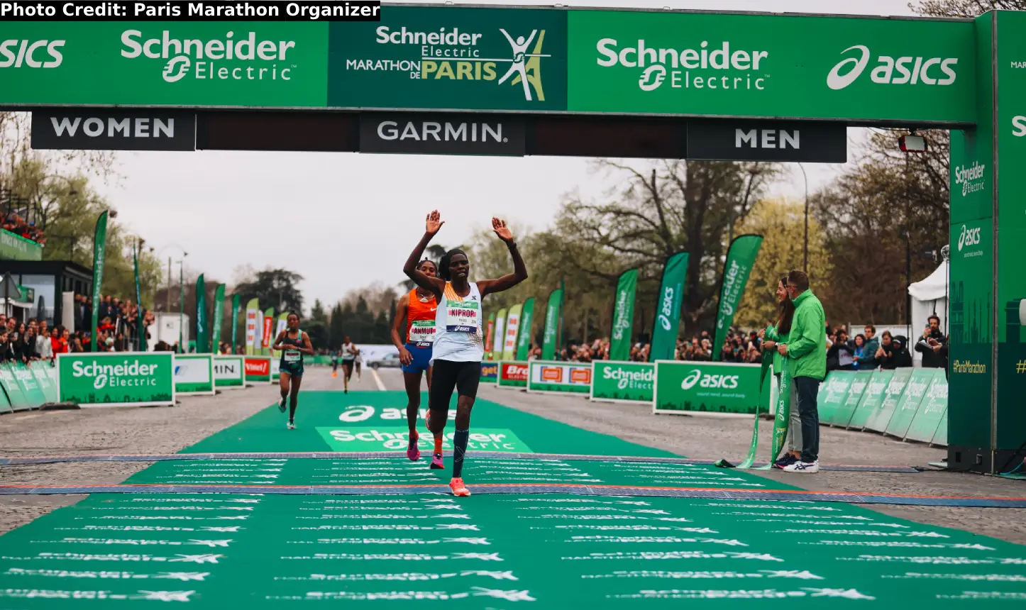 2023 Paris Marathon top 20 results; Abeje Ayana and  Helah Kiprop win titles