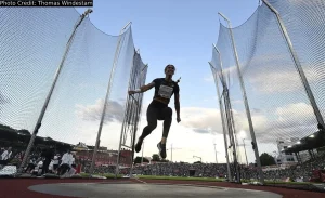 Olympic champion Valarie Allman of USA in the Wanda Diamond League