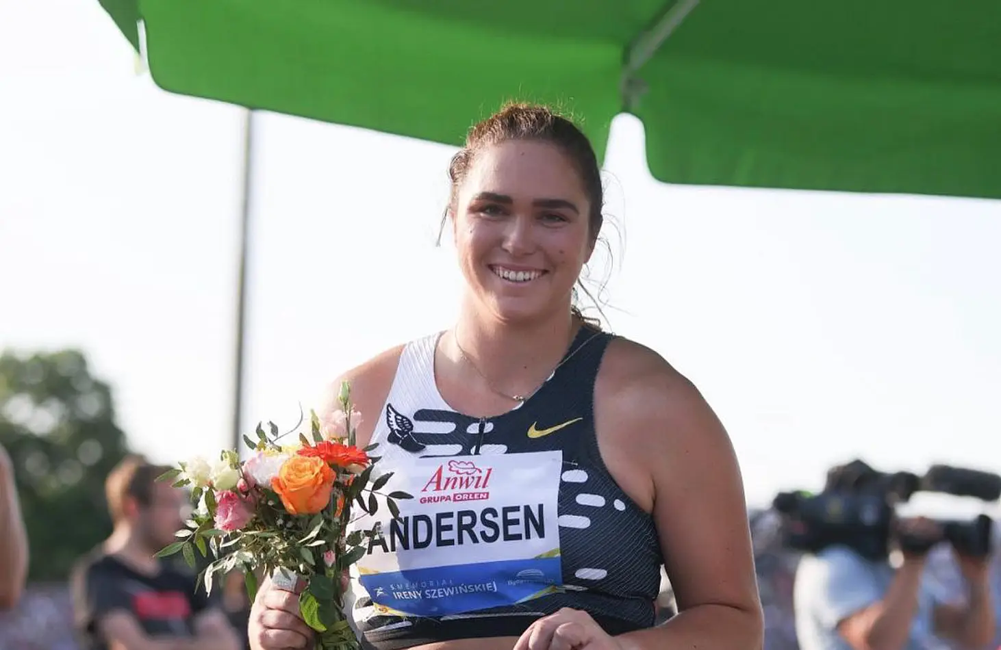Brooke Andersen of USA after winning the women's Hammer Throw at Bydgoszcz 2023