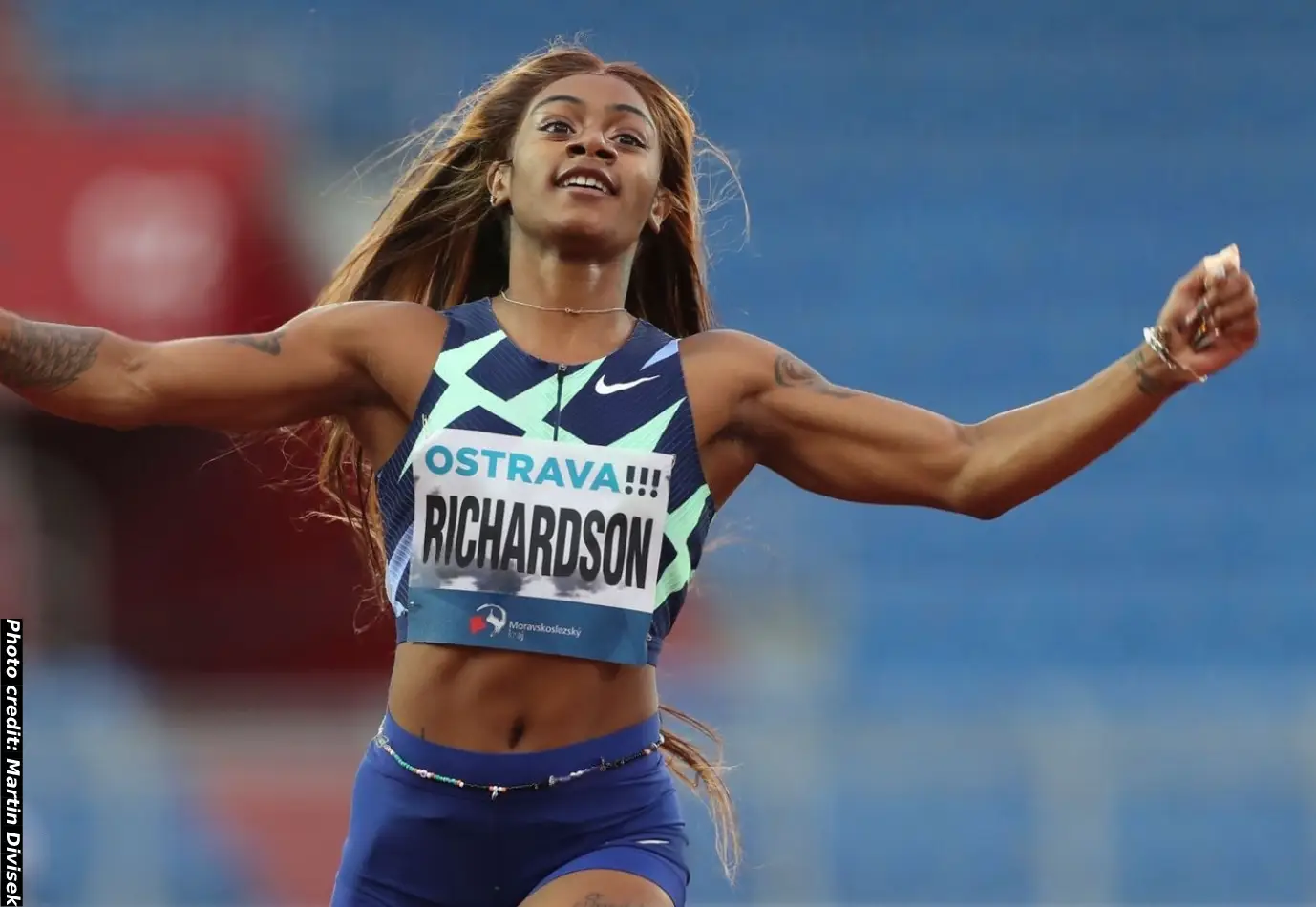 Sha'Carri Richardson of USA celebrates after winning the 200m dash