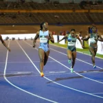 Shericka Jackson's winning the 100m at the 2023 Racers Grand Prix