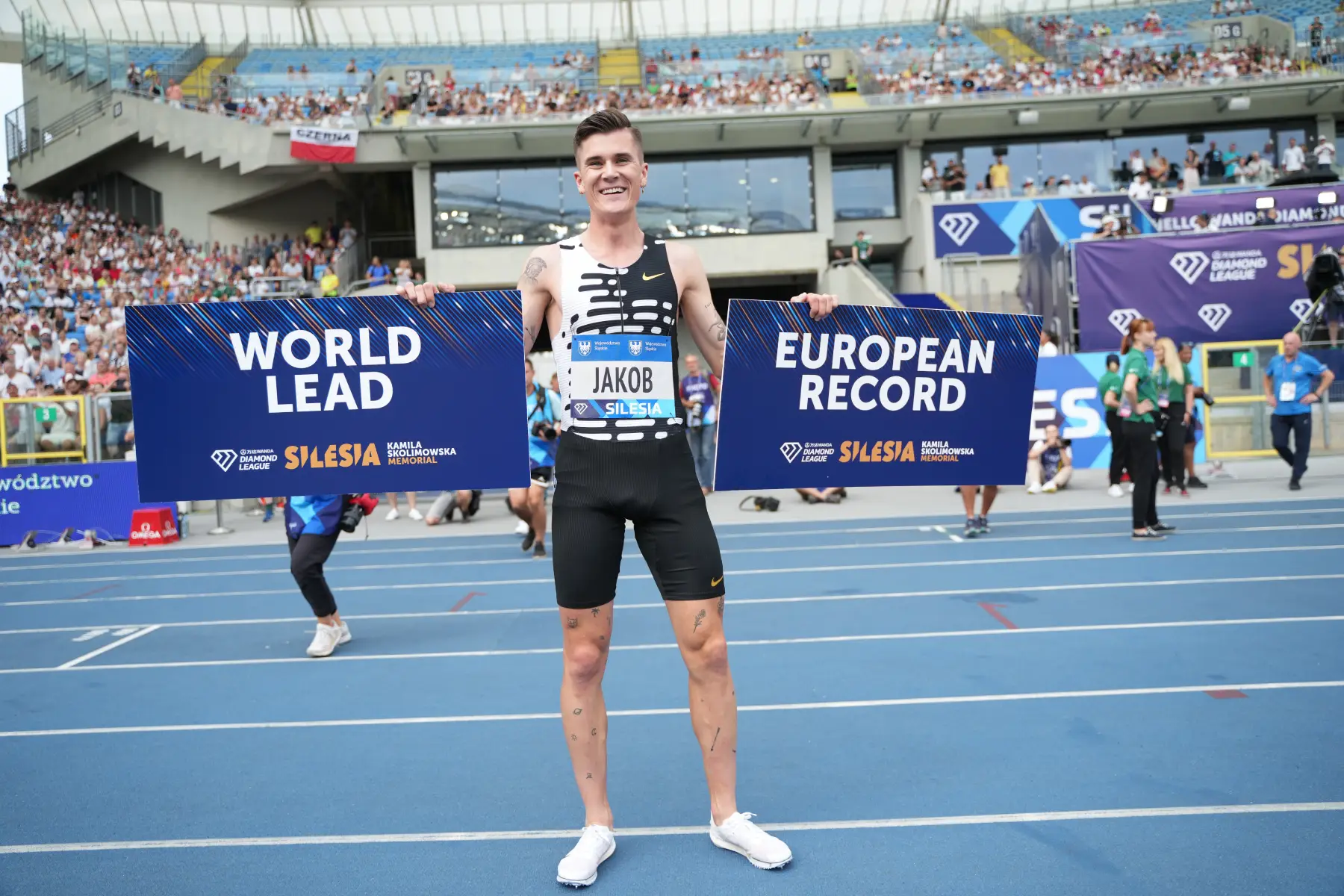 Jakob Ingebrigtsen of Norway sets European 1500m record at Silesia Diamond League