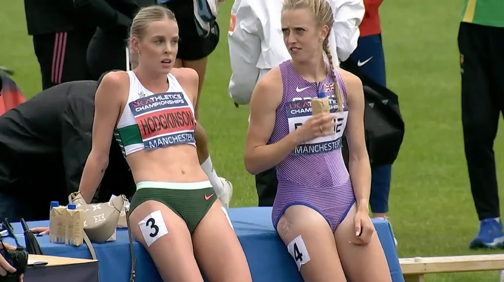 Keely Hodgkinson and Jemma Reekie after the 800m at the UK Athletics Championships