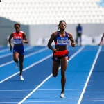 Marileidy Paulino in the CAC Games women's 400m heats