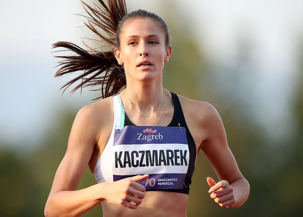 Natalia Kaczmarek of Poland looks on during a race