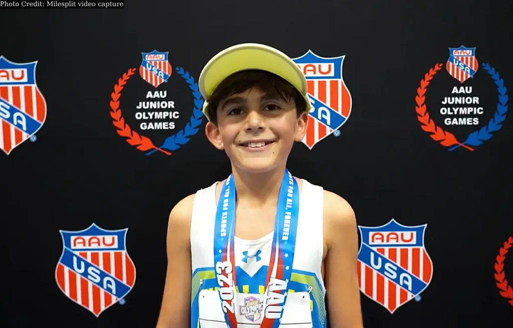 Patricio Pardo after breaking a 36-year-old 3000m record at AAU Junior Olympic Games 2023