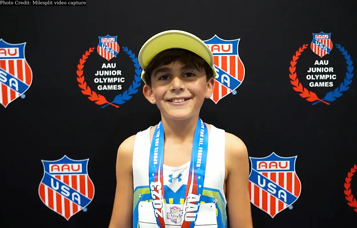 Patricio Pardo after breaking a 36-year-old 3000m record at AAU Junior Olympic Games 2023