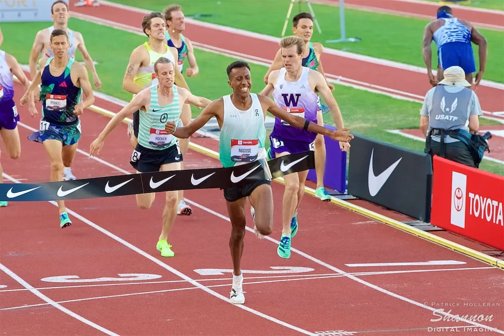 Yared Nuguse wins the 1500 meter at the USATF Championships