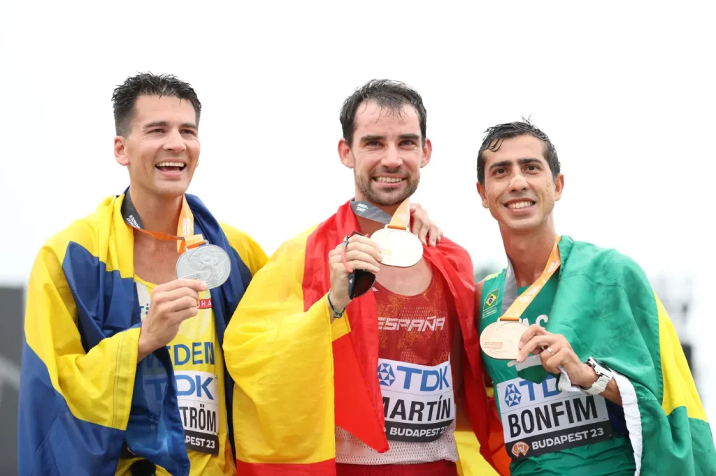 Alvaro Martin wins the men's 20km race walk at the world athletics championships