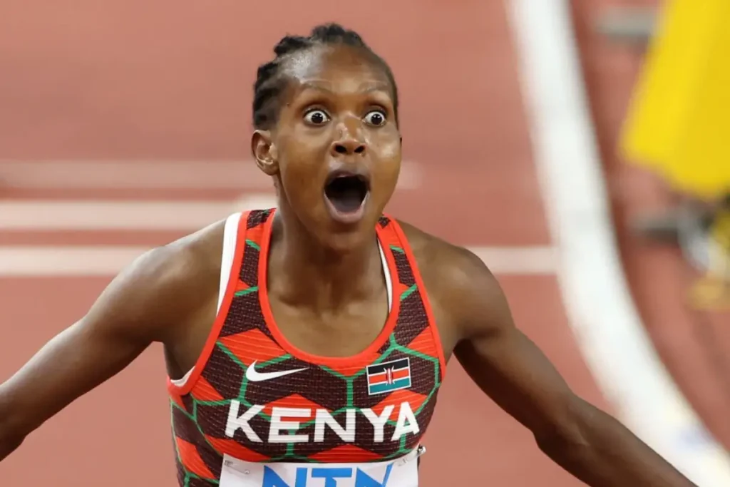 Faith Kipyegon of Kenya wins the women's 1500m final at the 2023 World Athletics Championships on Day 4