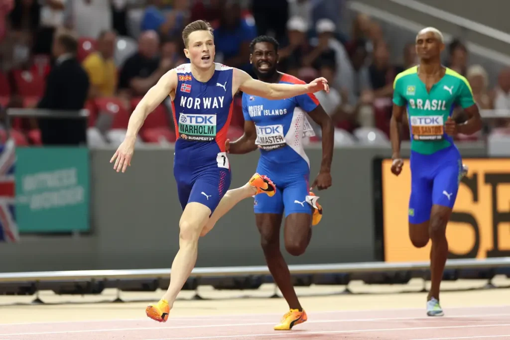 Karsten Warholm of Norway wins the Men's 400m Hurdles finall at the World Athletics Championships 2023