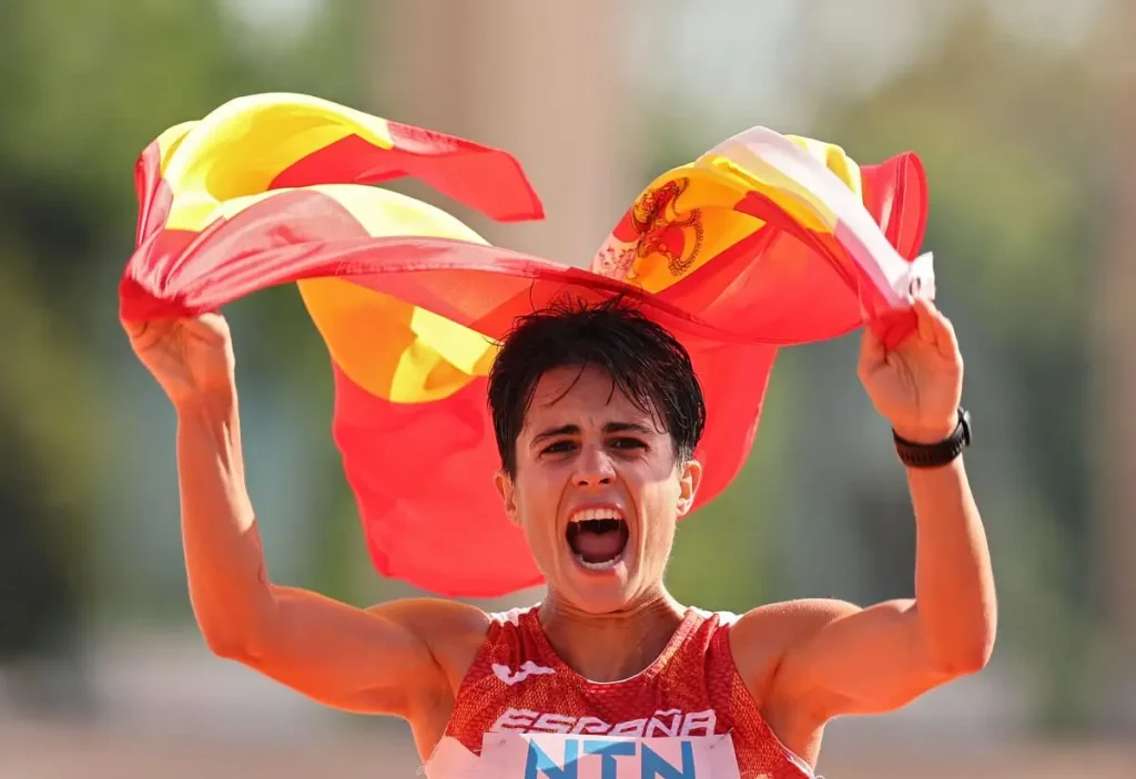 Maria Perez of Spain wins women's 35 Kilometers Race Walk Final