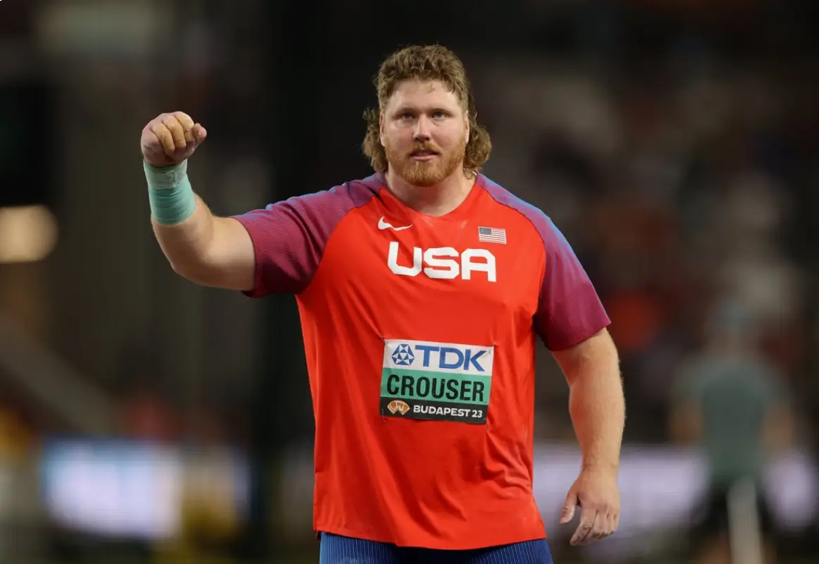 Ryan Crouser of USA reacts after competing in the Men's Shot Put Final at the 2023 World Athletics Championships Budapest.