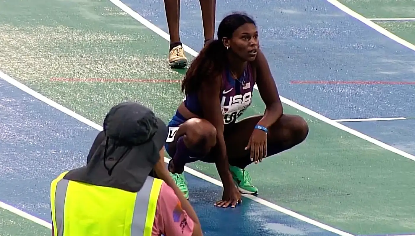 Pan American U20 Championships gold medal winners: Sanaa Hebron of USA wins the 400m hurdles at the 2023 Pan American U20 Championships