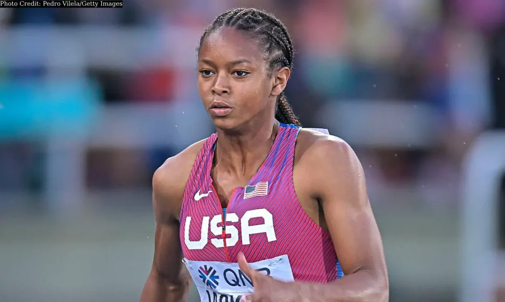 Shawnti Jackson of USA competes in the Womens 100m at the World Athletics U20 Championships Cali 2022