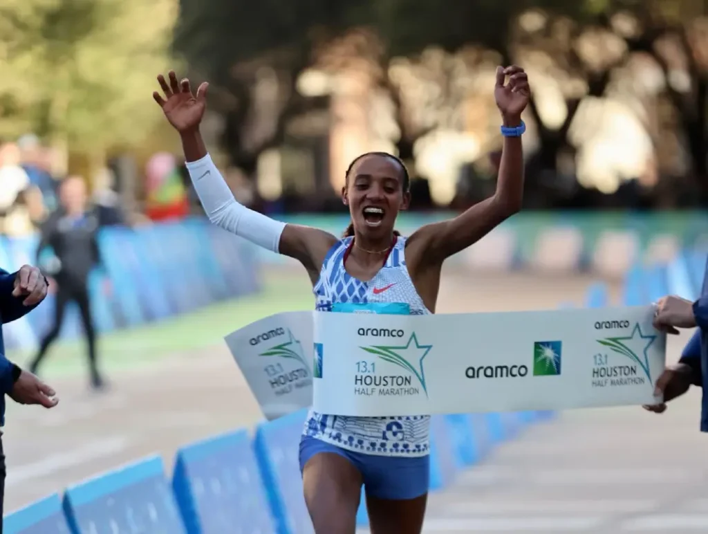 Sutume Asefa Kebede Champion of the Aramco Houston Half Marathon