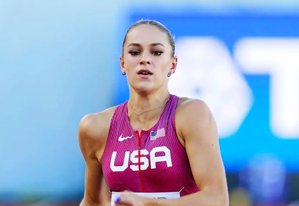 Abby Steiner in the 200m at the World Championships