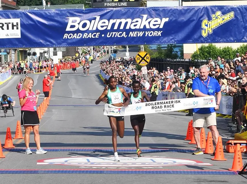 Grace Loibach Nawowuna and Emmaculate Anyango Achol at 2024 Boilermaker Road Race