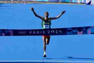 Tamirat Tola of Ethiopia wins the Paris 2024 Men's Olympic Marathon